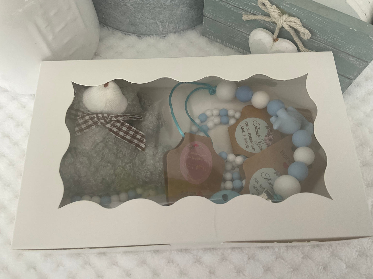 Reborn doll and child, bracelet, necklace, dummy clip & small teddy gift box