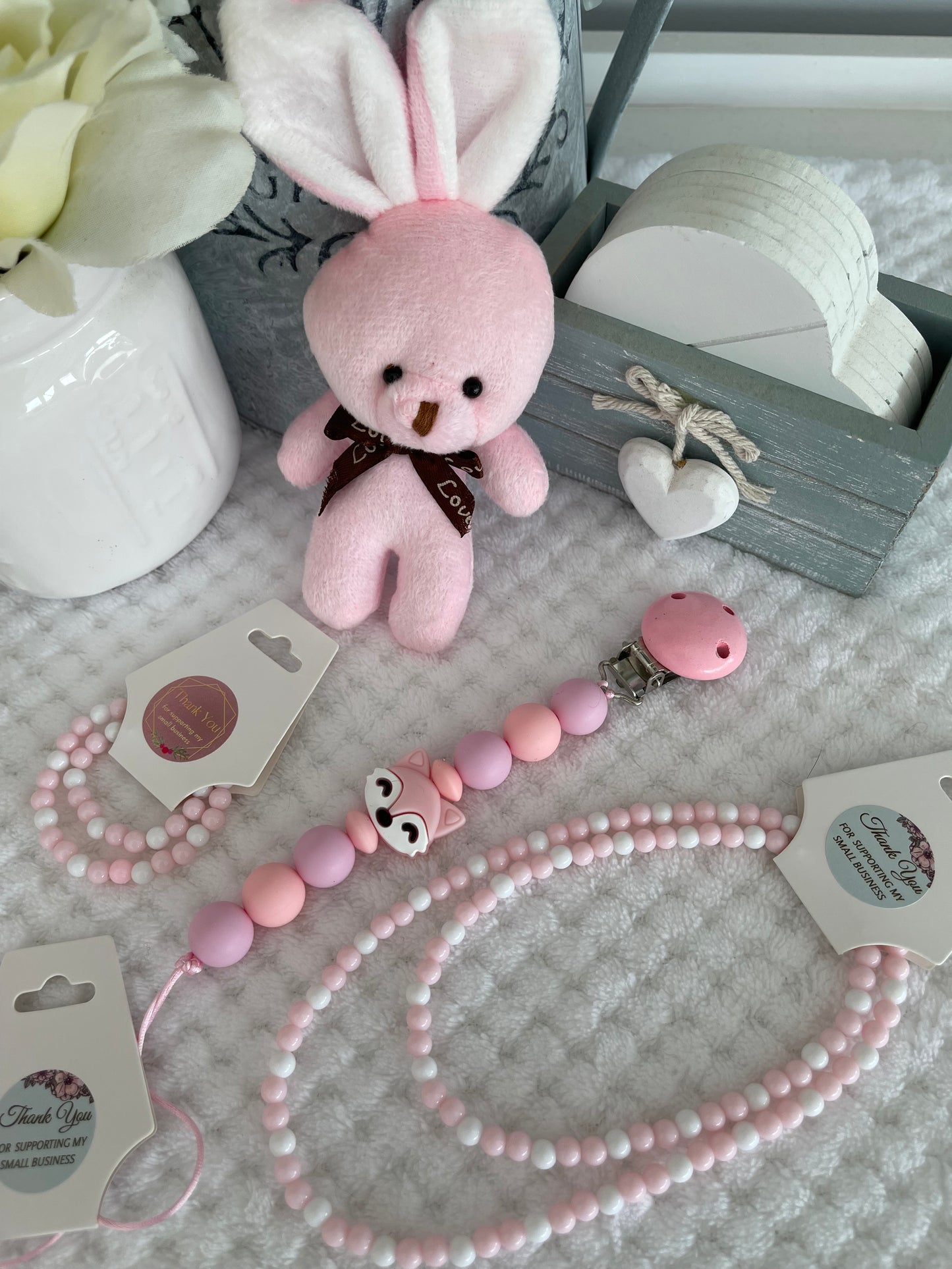 Reborn doll and child, bracelet, necklace, dummy clip & small teddy gift box