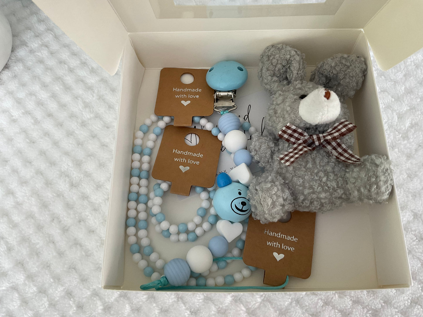 Reborn doll and child, bracelet, necklace, dummy clip & small teddy gift box