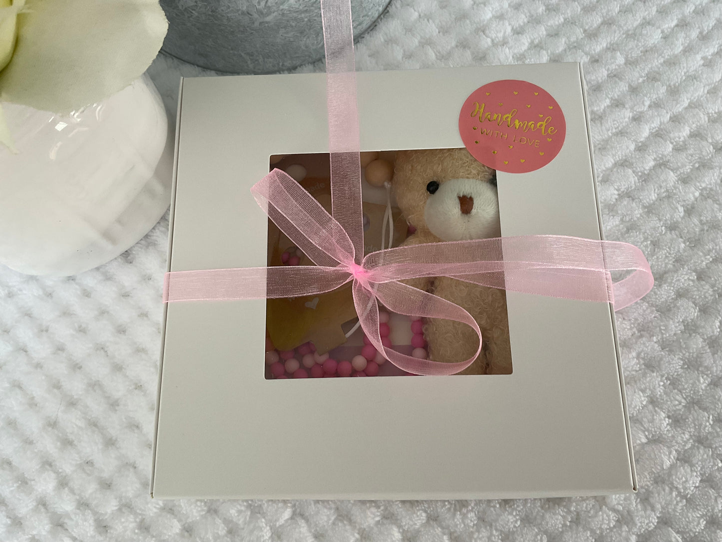 Reborn doll and child, bracelet, necklace, dummy clip & small teddy gift box