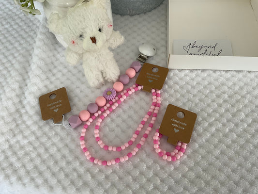 Reborn doll and child, bracelet, necklace, dummy clip & small teddy gift box