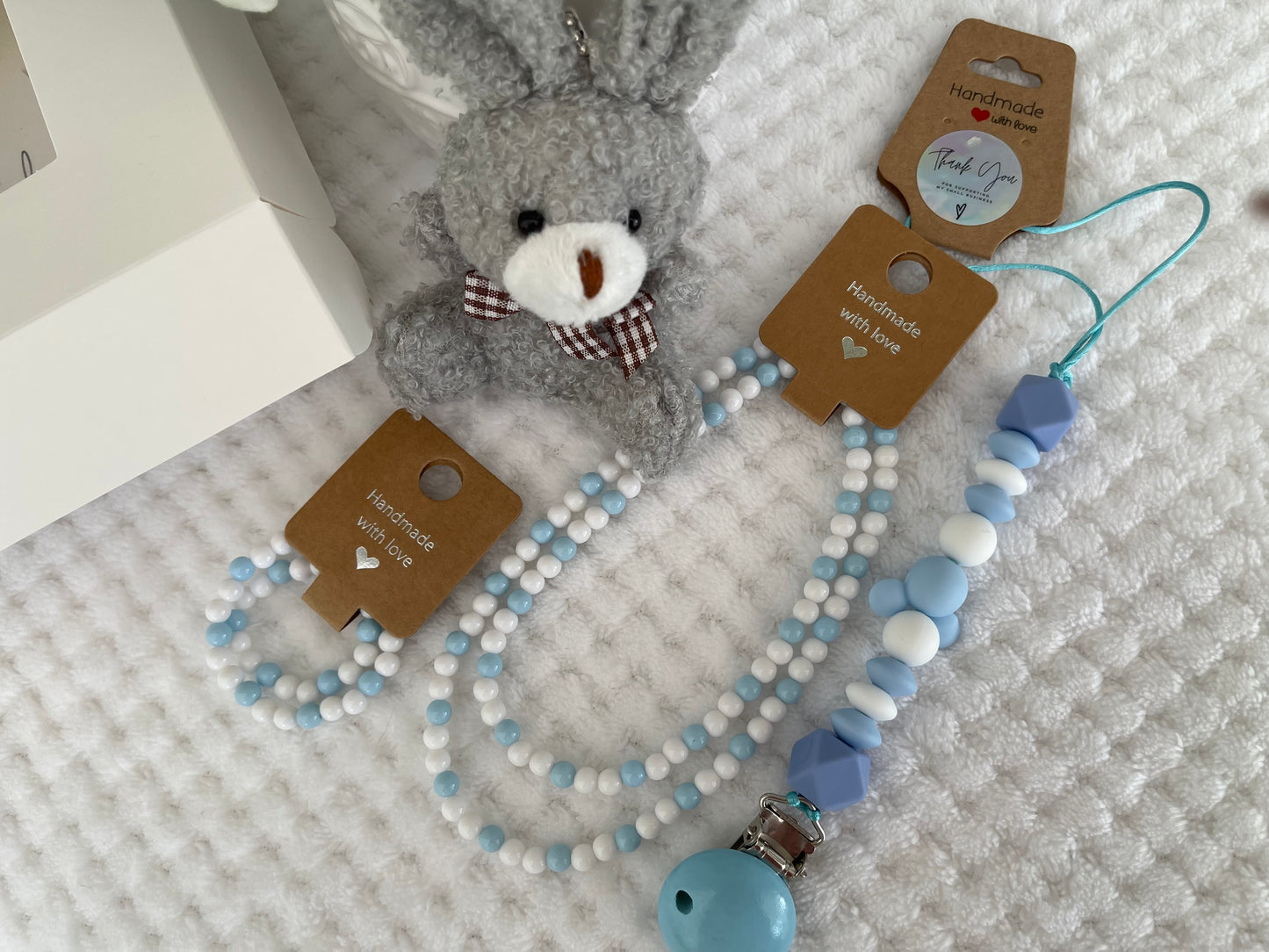 Reborn doll and child, bracelet, necklace, dummy clip & small teddy gift box