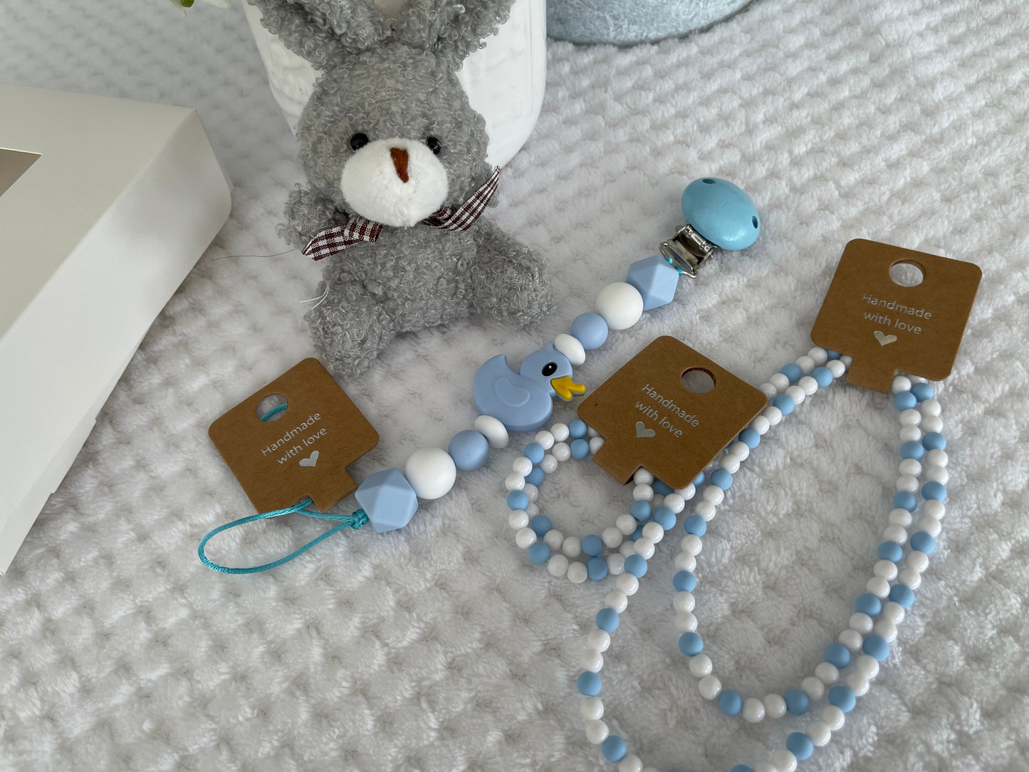 Reborn doll and child, bracelet, necklace, dummy clip & small teddy gift box